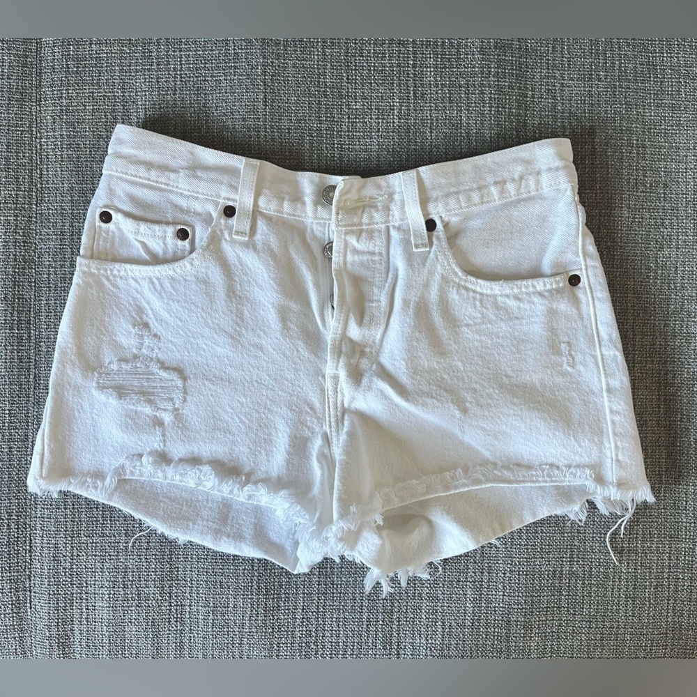 Levi's 501 White Denim Jean Shorts - Women’s Cut-offs